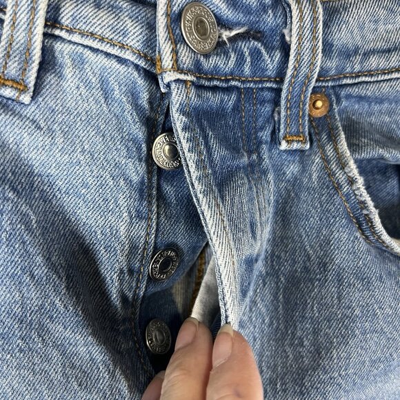Levi's Wedgie Straight Premium Denim Jeans Button Fly Women’s Size 27 90’s - Picture 4 of 12